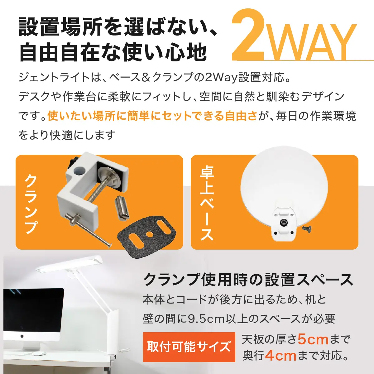 設置場所を選ばない2Way