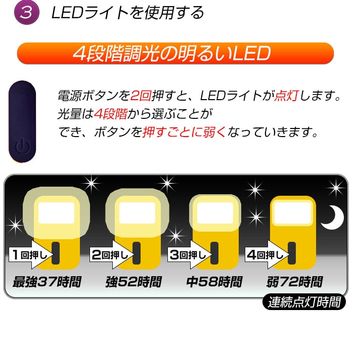 LEDライトの使用方法